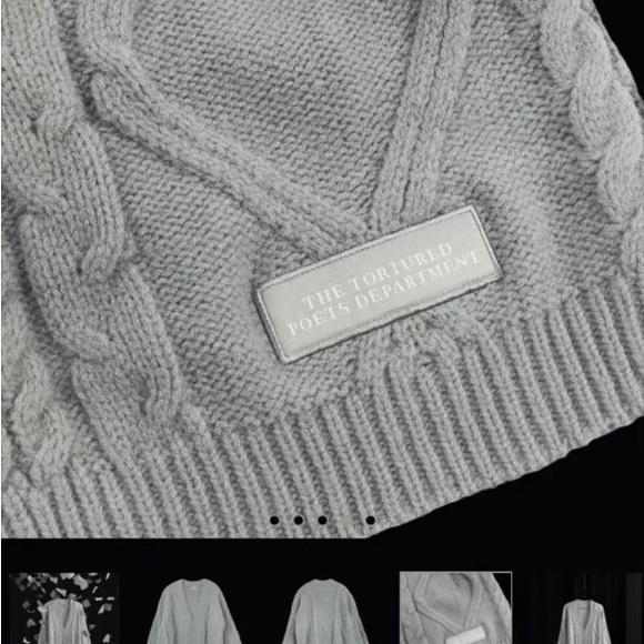 Taylor Swift Tortured Poets Department Size M/L TTPD Gray Cardigan IN HAND - Picture 4 of 4
